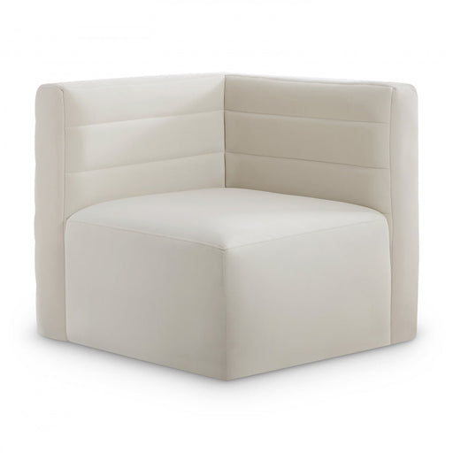 Quincy Cream Velvet Modular Cloud-Like Comfort Corner Chair - 677Cream-Corner - Vega Furniture