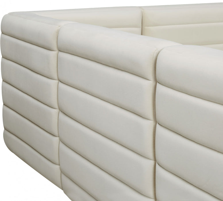 Quincy Cream Velvet Modular Cloud-Like Comfort Sofa - 677Cream-S126 - Vega Furniture