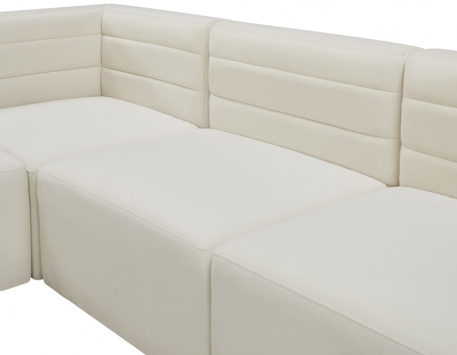 Quincy Cream Velvet Modular Cloud-Like Comfort Sofa - 677Cream-S126 - Vega Furniture