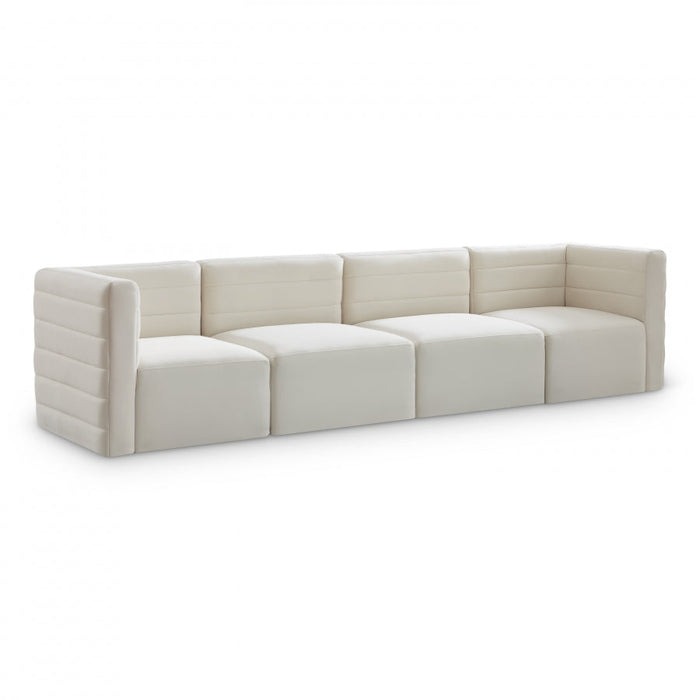 Quincy Cream Velvet Modular Cloud-Like Comfort Sofa - 677Cream-S126 - Vega Furniture