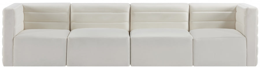 Quincy Cream Velvet Modular Cloud-Like Comfort Sofa - 677Cream-S126 - Vega Furniture