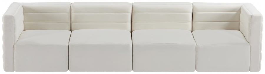 Quincy Cream Velvet Modular Cloud-Like Comfort Sofa - 677Cream-S126 - Vega Furniture