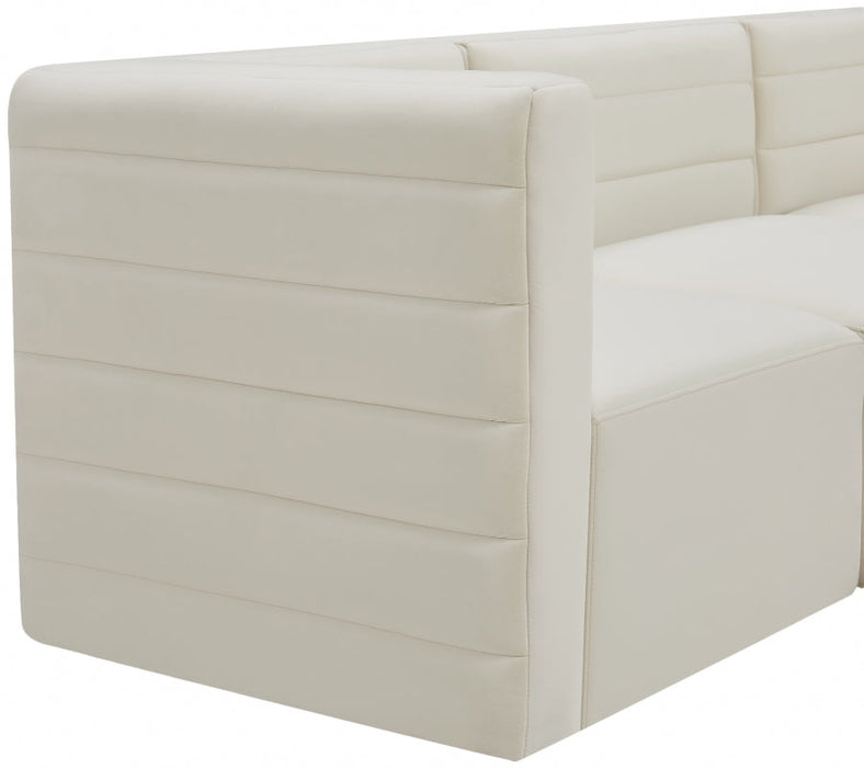 Quincy Cream Velvet Modular Cloud-Like Comfort Sofa - 677Cream-S126 - Vega Furniture