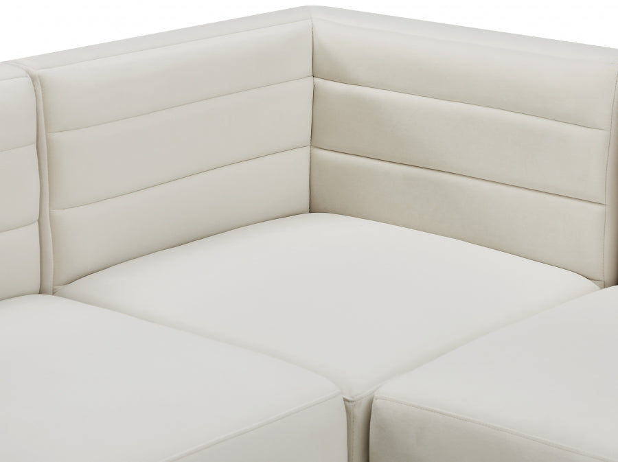 Quincy Cream Velvet Modular Cloud-Like Comfort Sofa - 677Cream-S126 - Vega Furniture