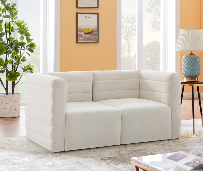 Quincy Cream Velvet Modular Cloud-Like Comfort Sofa - 677Cream-S63 - Vega Furniture