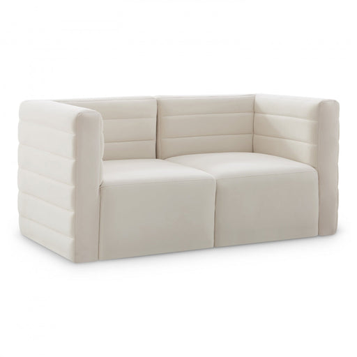 Quincy Cream Velvet Modular Cloud-Like Comfort Sofa - 677Cream-S63 - Vega Furniture