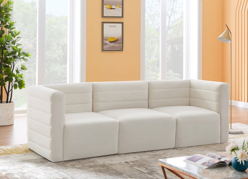 Quincy Cream Velvet Modular Cloud-Like Comfort Sofa - 677Cream-S95 - Vega Furniture