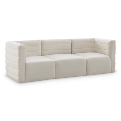 Quincy Cream Velvet Modular Cloud-Like Comfort Sofa - 677Cream-S95 - Vega Furniture