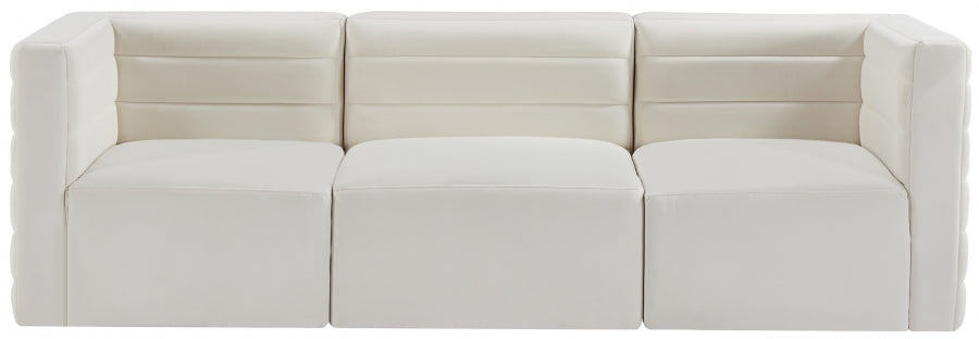 Quincy Cream Velvet Modular Cloud-Like Comfort Sofa - 677Cream-S95 - Vega Furniture