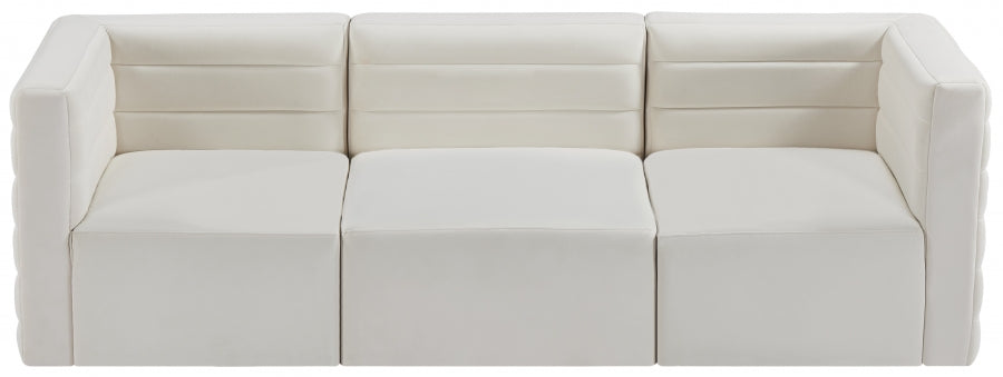 Quincy Cream Velvet Modular Cloud-Like Comfort Sofa - 677Cream-S95 - Vega Furniture