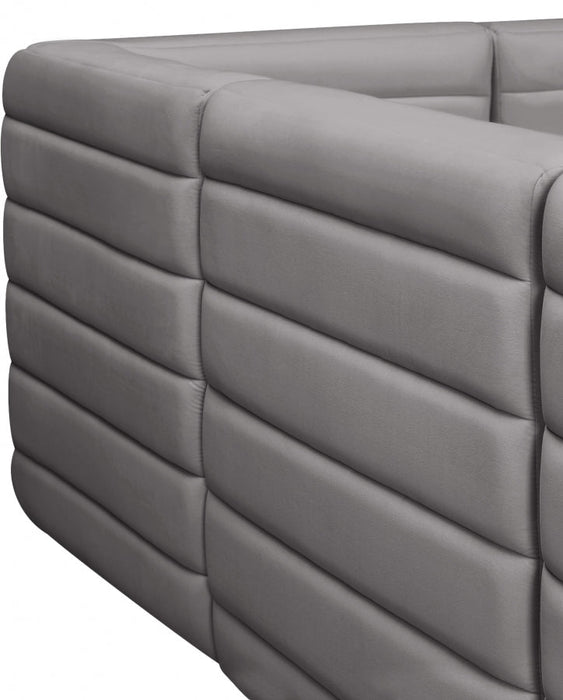 Quincy Grey Velvet Modular Cloud-Like Comfort Armless Chair - 677Grey-Armless - Vega Furniture