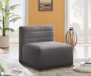 Quincy Grey Velvet Modular Cloud-Like Comfort Armless Chair - 677Grey-Armless - Vega Furniture