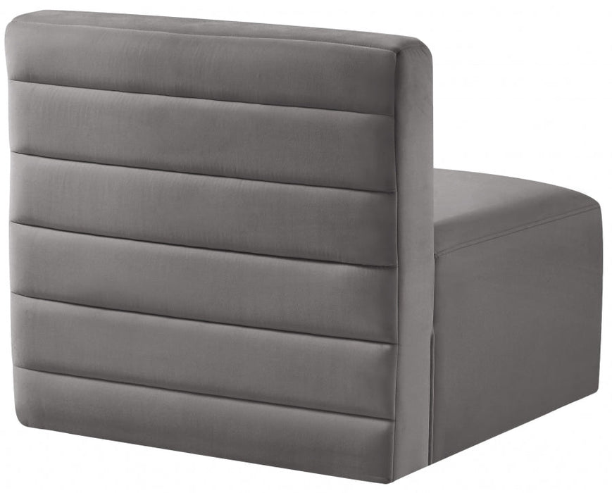 Quincy Grey Velvet Modular Cloud-Like Comfort Armless Chair - 677Grey-Armless - Vega Furniture