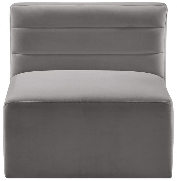 Quincy Grey Velvet Modular Cloud-Like Comfort Armless Chair - 677Grey-Armless - Vega Furniture