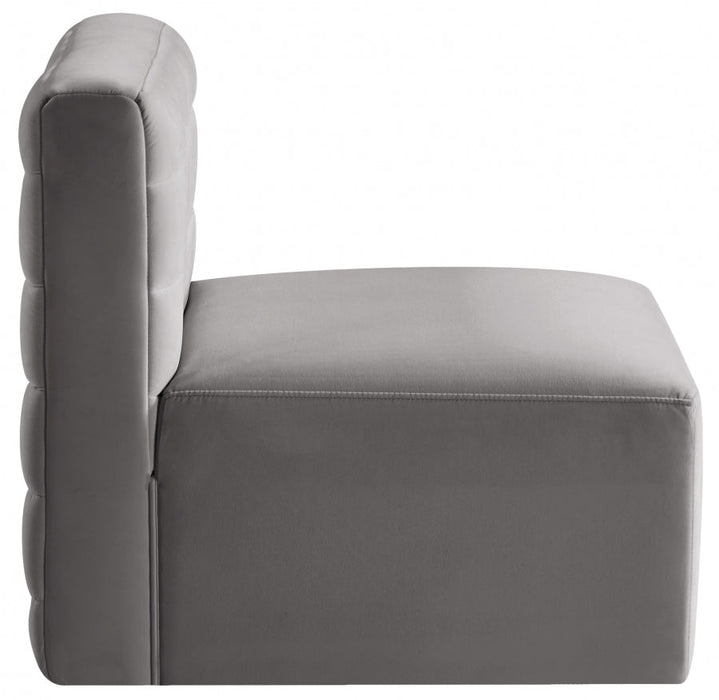 Quincy Grey Velvet Modular Cloud-Like Comfort Armless Chair - 677Grey-Armless - Vega Furniture