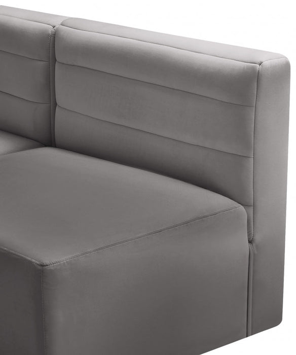 Quincy Grey Velvet Modular Cloud-Like Comfort Armless Chair - 677Grey-Armless - Vega Furniture