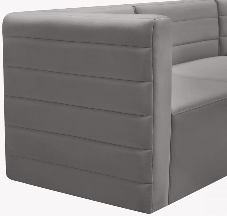 Quincy Grey Velvet Modular Cloud-Like Comfort Armless Chair - 677Grey-Armless - Vega Furniture