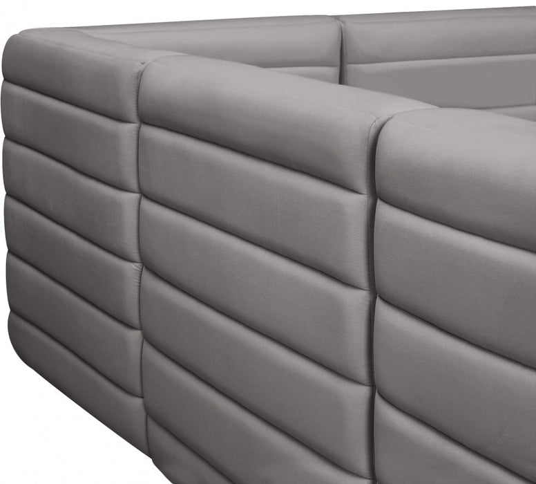 Quincy Grey Velvet Modular Cloud-Like Comfort Loveseat - 677Grey-S63 - Vega Furniture