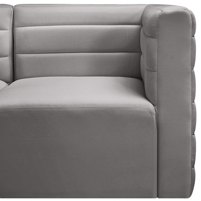 Quincy Grey Velvet Modular Cloud-Like Comfort Loveseat - 677Grey-S63 - Vega Furniture