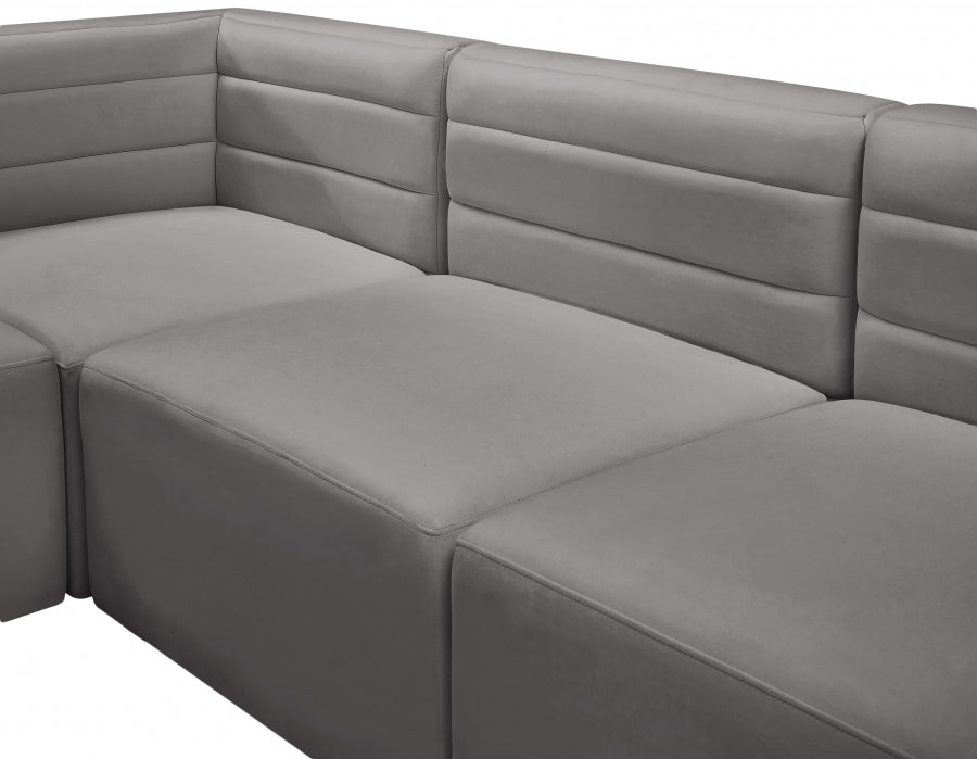 Quincy Grey Velvet Modular Cloud-Like Comfort Loveseat - 677Grey-S63 - Vega Furniture