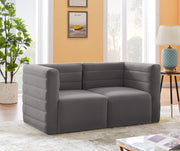 Quincy Grey Velvet Modular Cloud-Like Comfort Loveseat - 677Grey-S63 - Vega Furniture