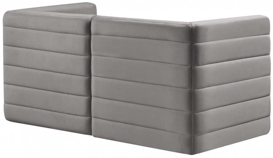 Quincy Grey Velvet Modular Cloud-Like Comfort Loveseat - 677Grey-S63 - Vega Furniture