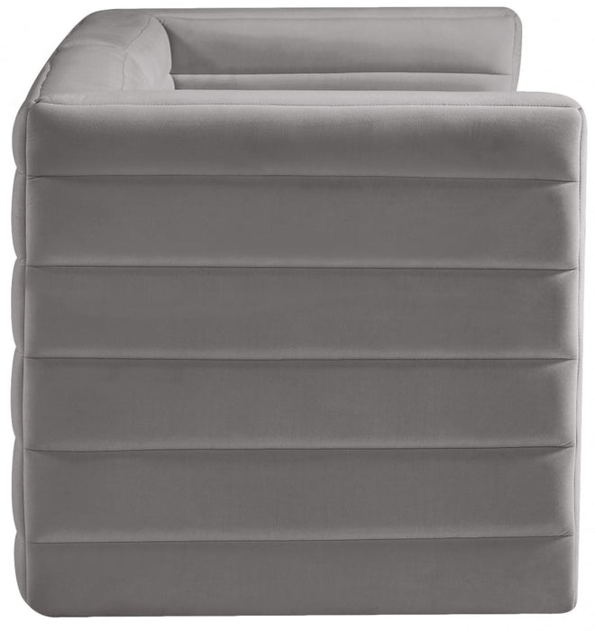 Quincy Grey Velvet Modular Cloud-Like Comfort Loveseat - 677Grey-S63 - Vega Furniture