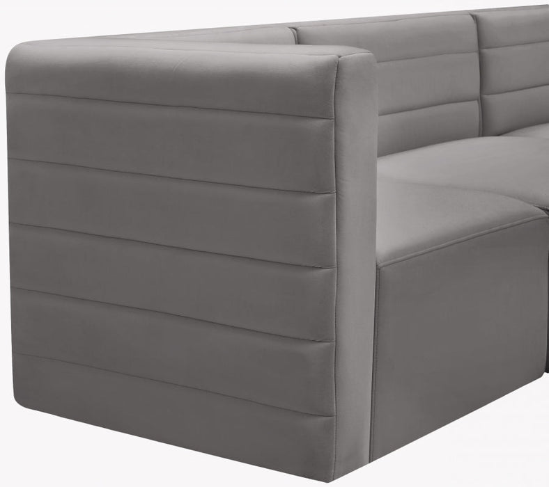 Quincy Grey Velvet Modular Cloud-Like Comfort Loveseat - 677Grey-S63 - Vega Furniture