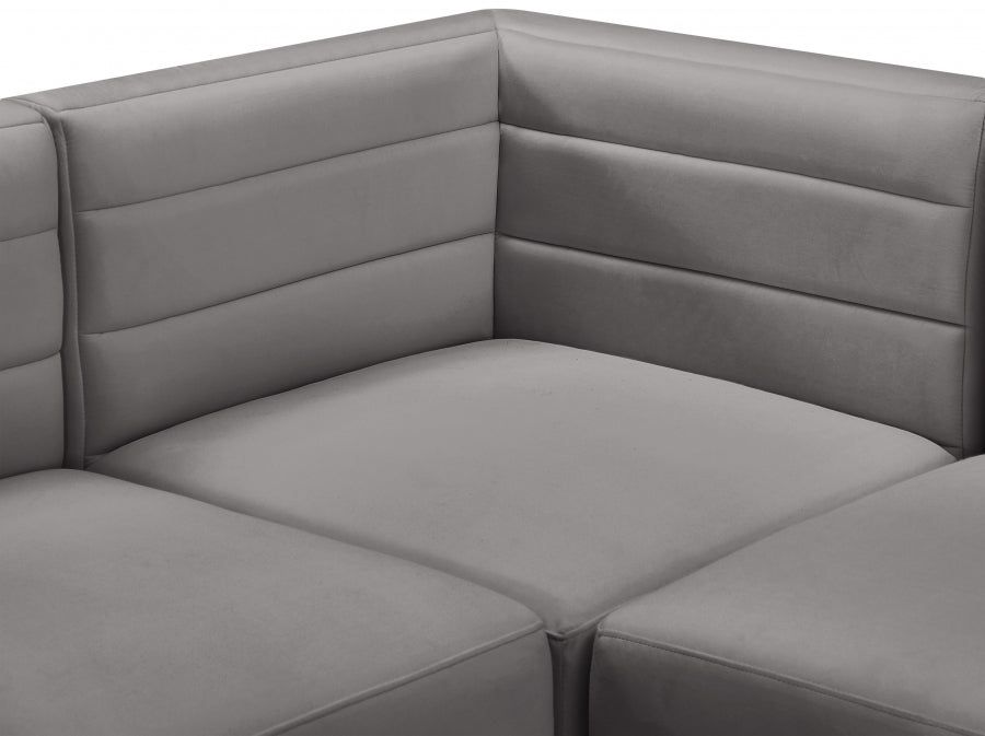 Quincy Grey Velvet Modular Cloud-Like Comfort Loveseat - 677Grey-S63 - Vega Furniture