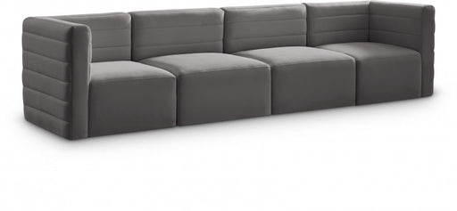 Quincy Grey Velvet Modular Cloud-Like Comfort Sofa - 677Grey-S126 - Vega Furniture