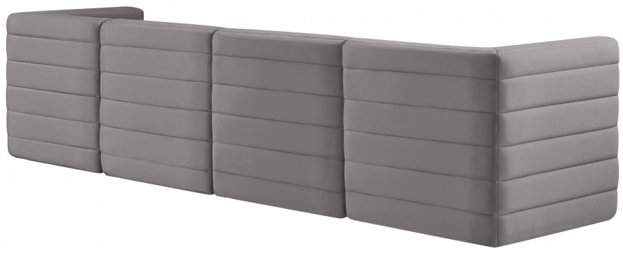 Quincy Grey Velvet Modular Cloud-Like Comfort Sofa - 677Grey-S126 - Vega Furniture