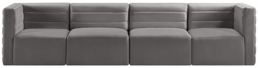 Quincy Grey Velvet Modular Cloud-Like Comfort Sofa - 677Grey-S126 - Vega Furniture