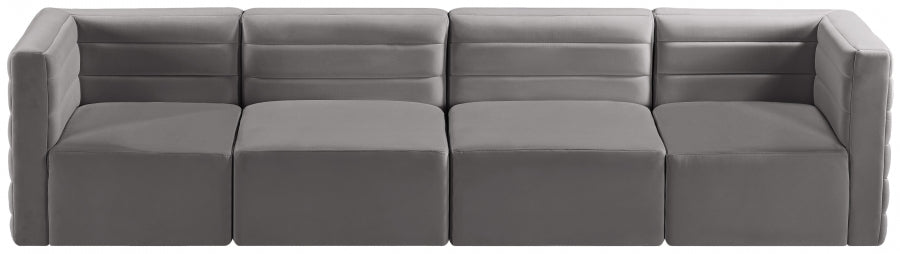 Quincy Grey Velvet Modular Cloud-Like Comfort Sofa - 677Grey-S126 - Vega Furniture