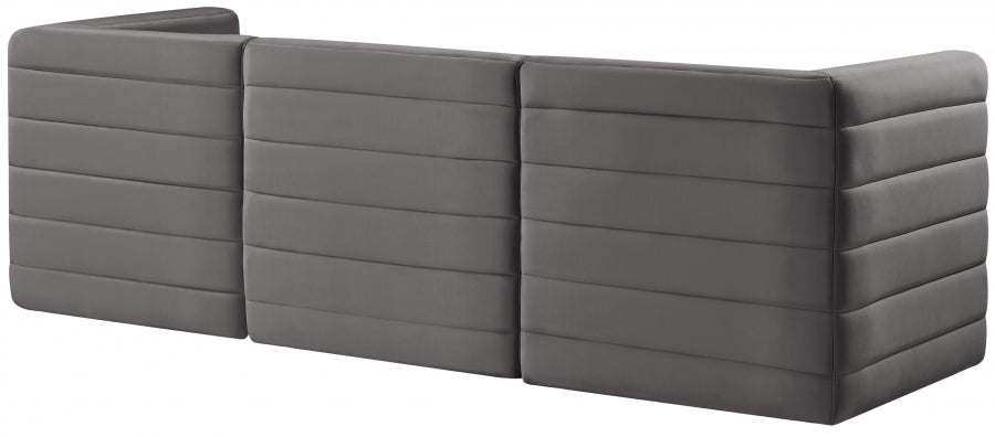 Quincy Grey Velvet Modular Cloud-Like Comfort Sofa - 677Grey-S95 - Vega Furniture