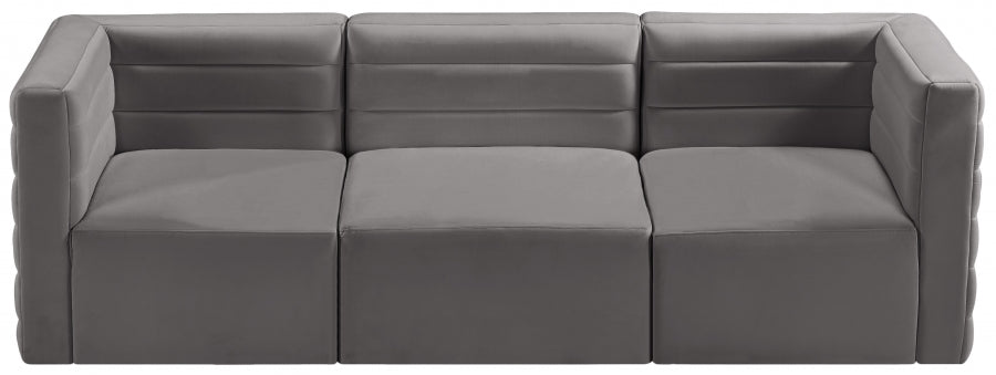 Quincy Grey Velvet Modular Cloud-Like Comfort Sofa - 677Grey-S95 - Vega Furniture