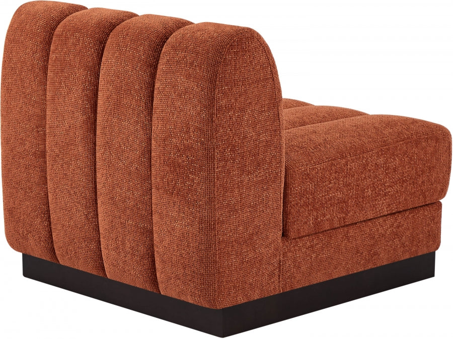 Quinn Chenille Fabric Living Room Chair Cognac - 124Cognac-Armless - Vega Furniture