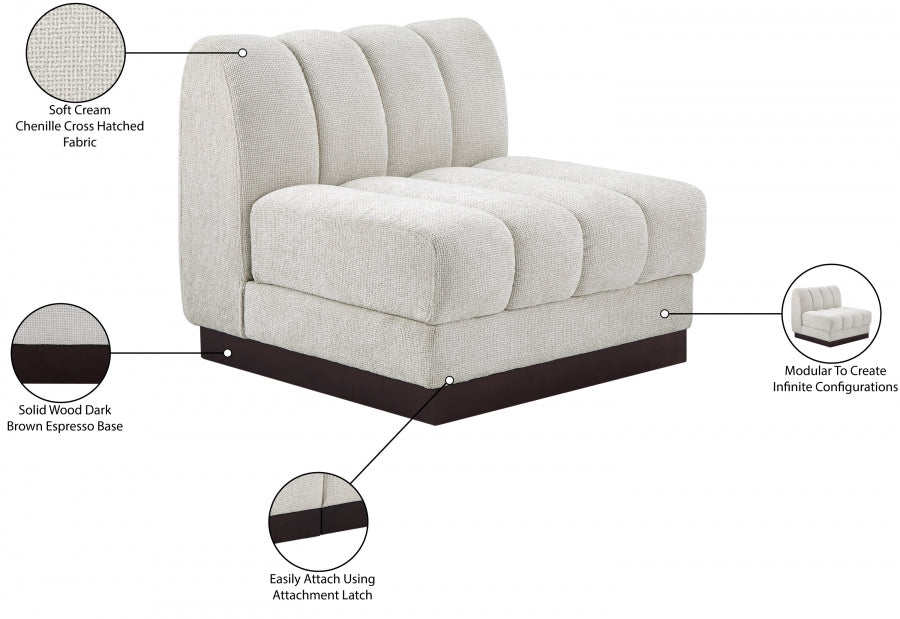 Quinn Chenille Fabric Living Room Chair Cream - 124Cream-Armless - Vega Furniture