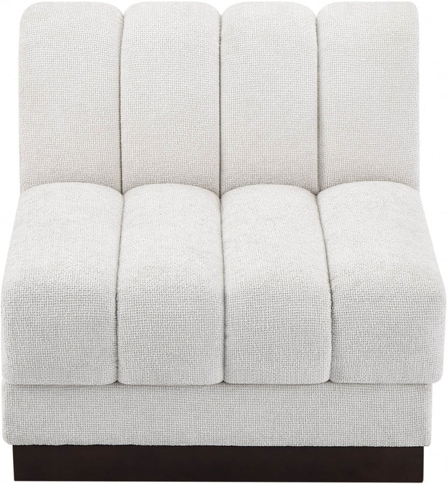 Quinn Chenille Fabric Living Room Chair Cream - 124Cream-Armless - Vega Furniture