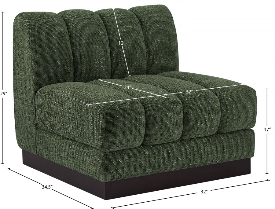 Quinn Chenille Fabric Living Room Chair Green - 124Green-Armless - Vega Furniture