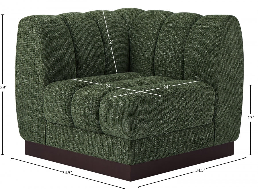 Quinn Chenille Fabric Living Room Chair Green - 124Green-Corner - Vega Furniture