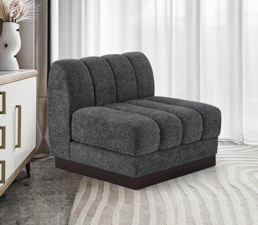 Quinn Chenille Fabric Living Room Chair Grey - 124Grey-Armless - Vega Furniture