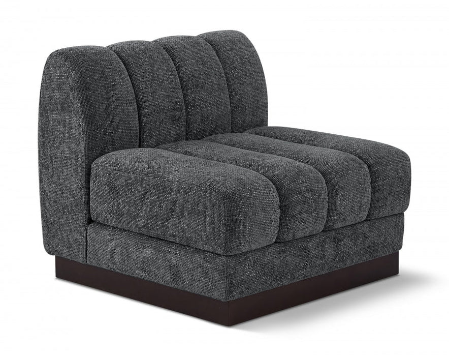 Quinn Chenille Fabric Living Room Chair Grey - 124Grey-Armless - Vega Furniture