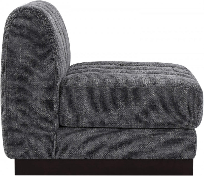 Quinn Chenille Fabric Living Room Chair Grey - 124Grey-Armless - Vega Furniture