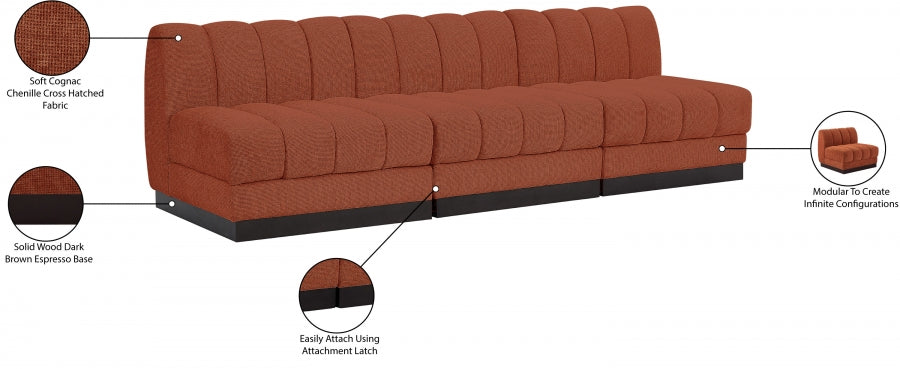 Quinn Chenille Fabric Sofa Cognac - 124Cognac-S96 - Vega Furniture