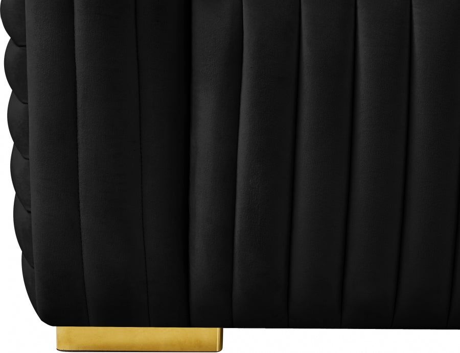 Ravish Black Velvet Chair - 640Black-C - Vega Furniture