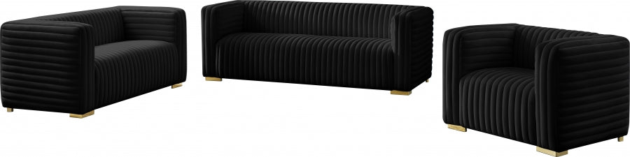 Ravish Black Velvet Chair - 640Black-C - Vega Furniture