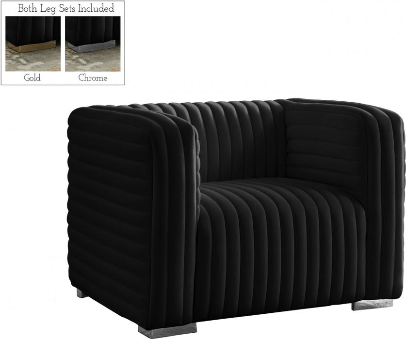 Ravish Black Velvet Chair - 640Black-C - Vega Furniture