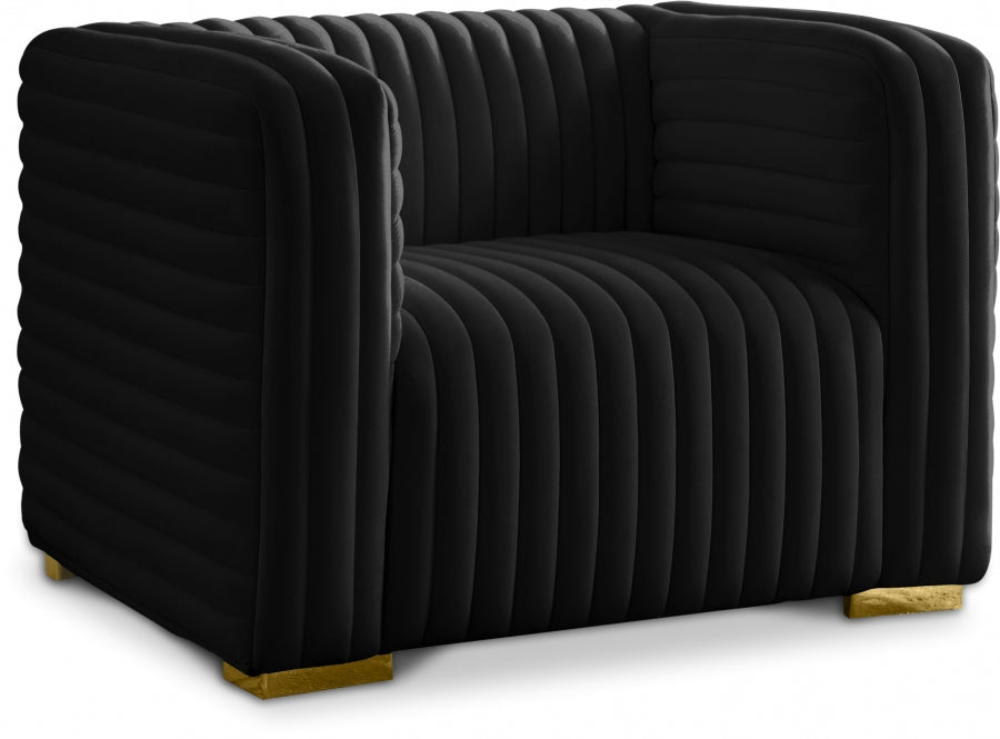 Ravish Black Velvet Chair - 640Black-C - Vega Furniture