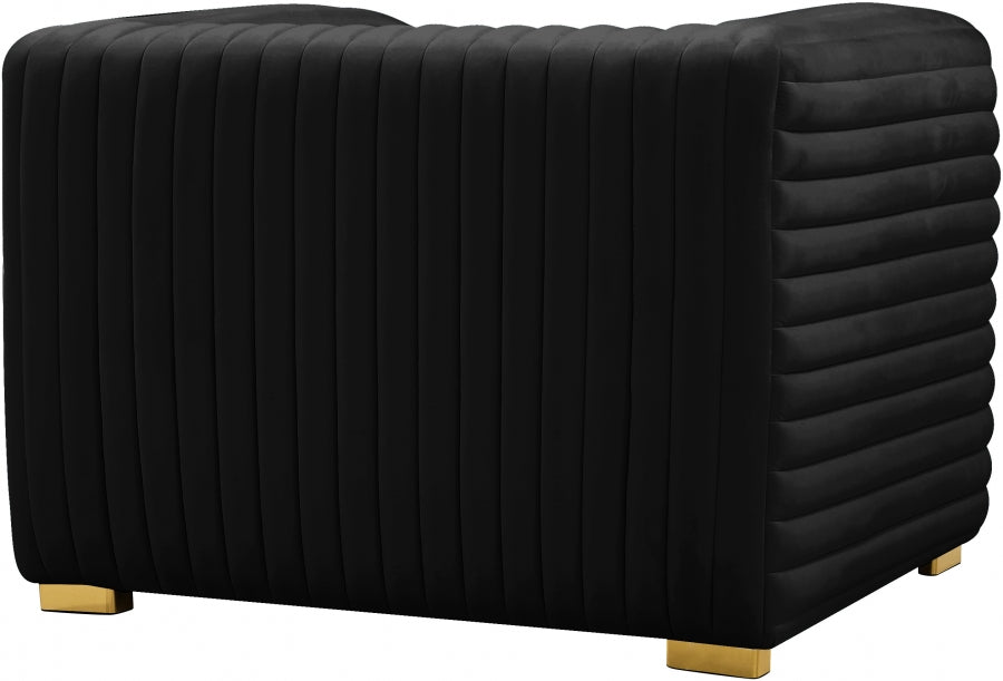 Ravish Black Velvet Chair - 640Black-C - Vega Furniture