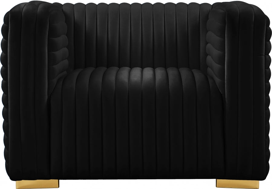 Ravish Black Velvet Chair - 640Black-C - Vega Furniture